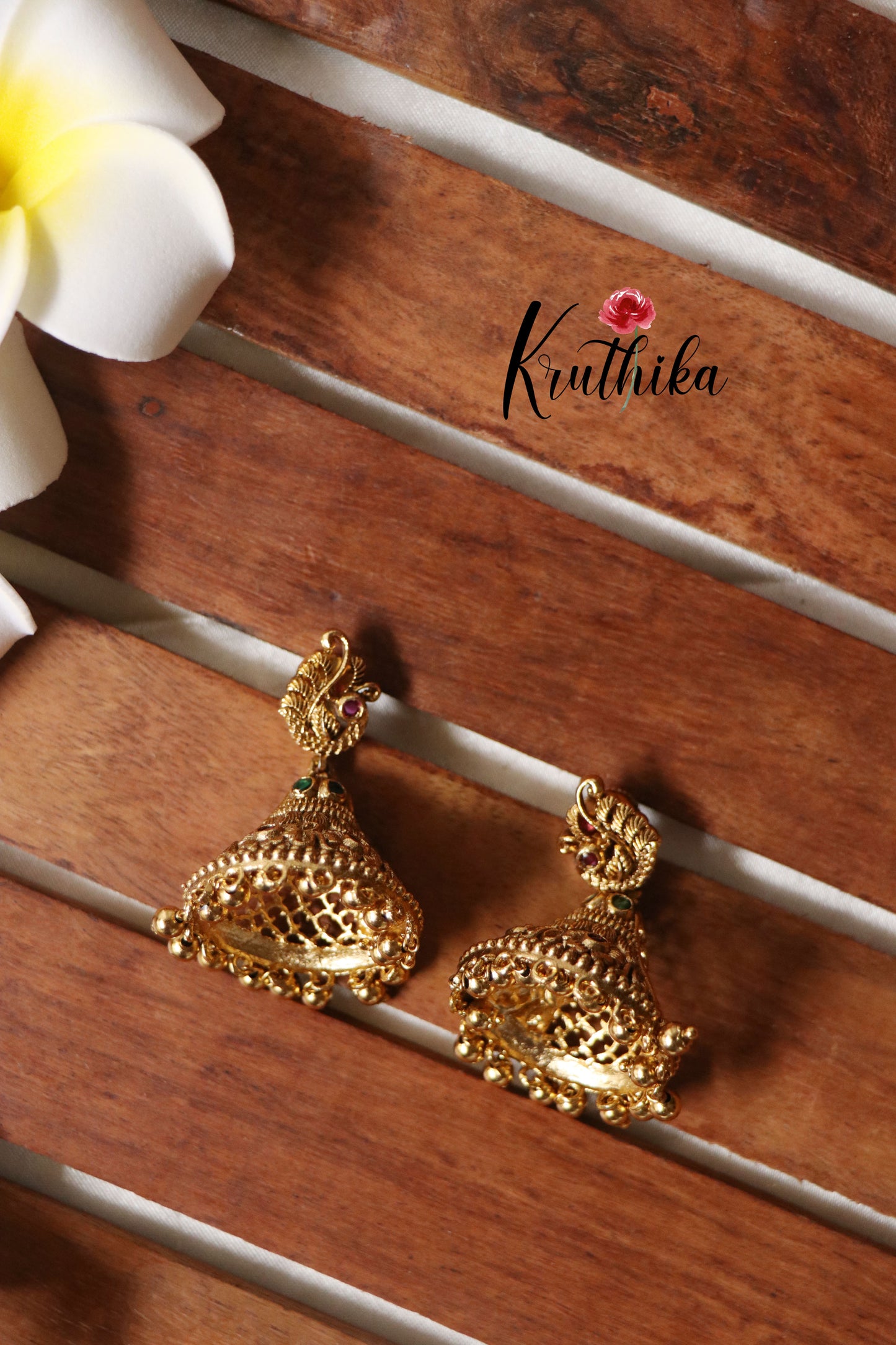 Peacock flower jhumkas E368