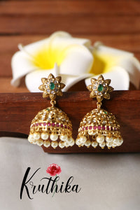 Pretty AD flower jhumkas EC387