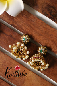 Pretty AD flower jhumkas EC387