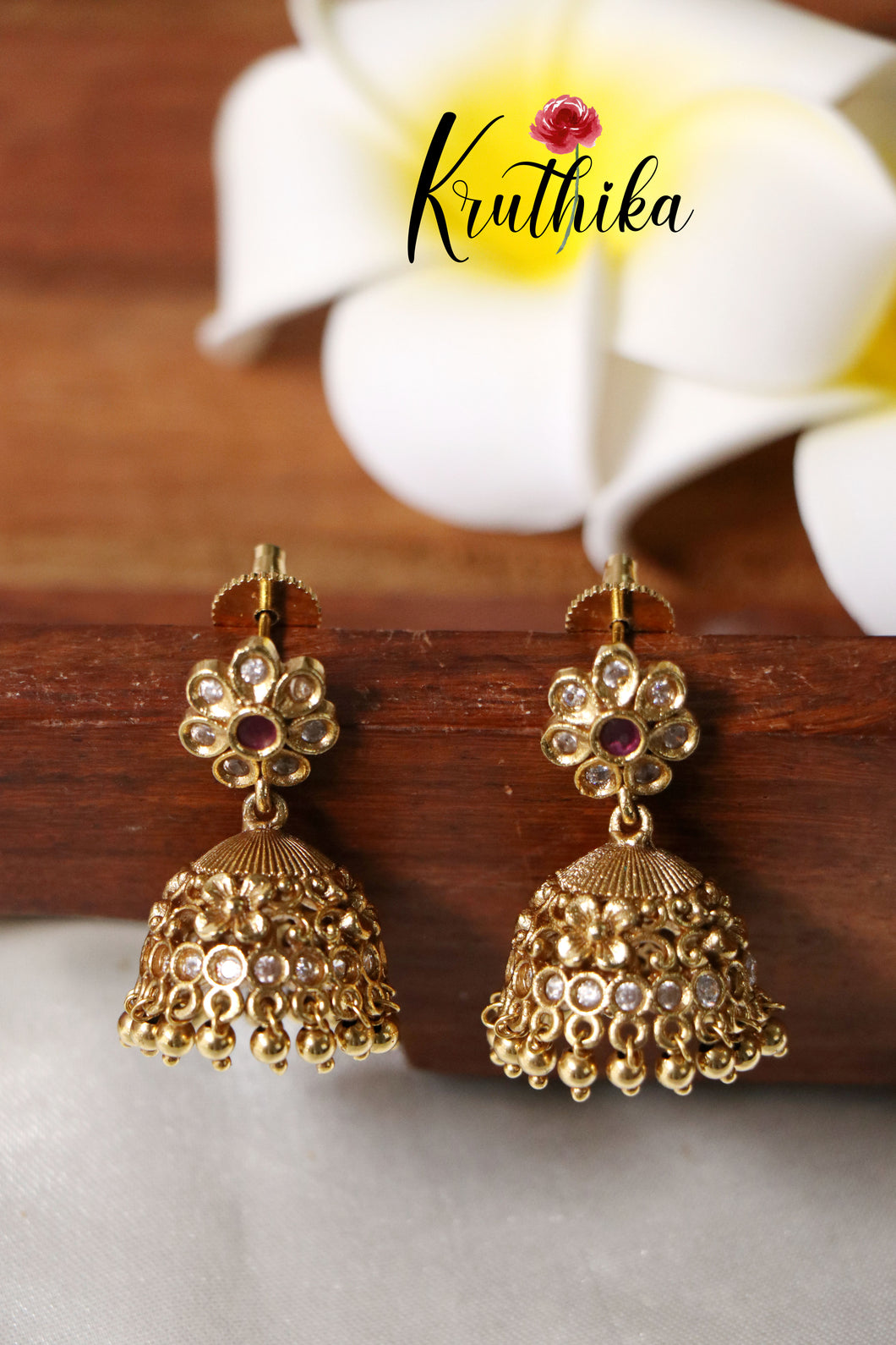 Simple AD Flower jhumkas E350