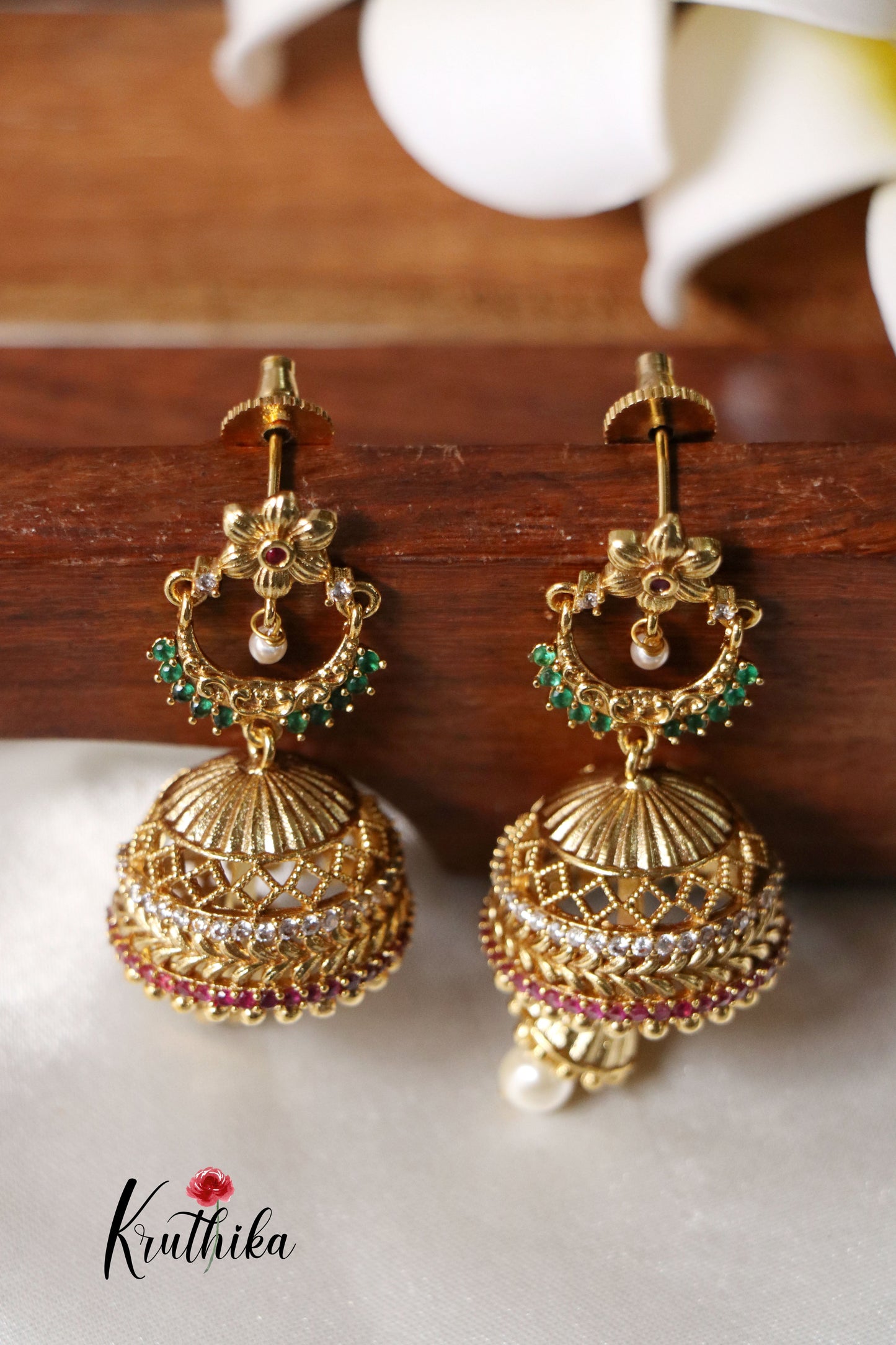 Simple Flower Jhumkas EC382