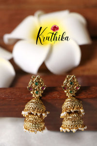 Trendy two layer AD kemp jhumkas  EC388