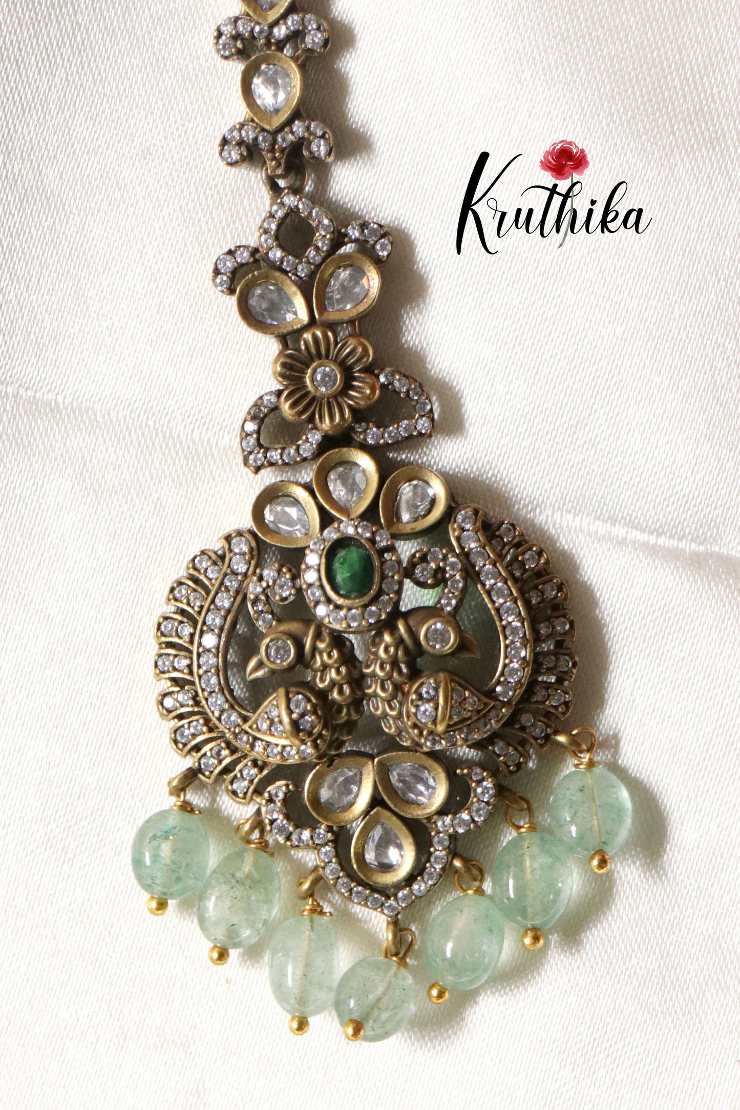 Victorian Flower Peacock Maang Tika MT198