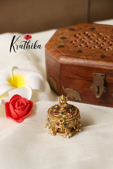 Beautifull Gold alike Lakshmi Devi Kumkum box K15