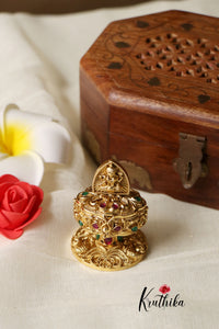 Gold alike Goddess Peacock Kumkum box K12