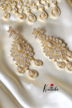 Dazzling Gold finish American Diamond Choker with earrings & Maang tika NC1262