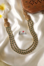 Grand Three Layer Emerald Lakshmi Haaram LH614