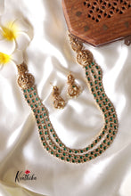 Grand Three Layer Emerald Lakshmi Haaram LH614