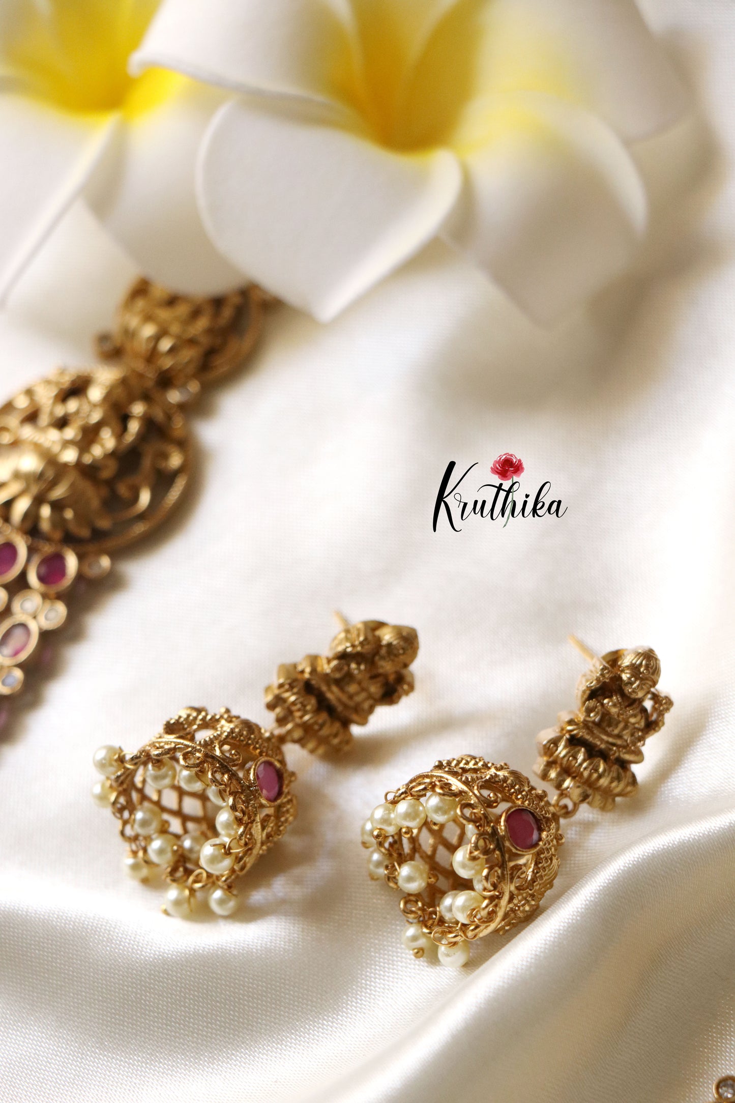 Grand Three Layer Ruby Lakshmi Haaram LH614
