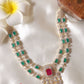 Sparkling Two Layer CZ Green and Ruby Stone Necklace NC1253