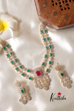 Sparkling Two Layer CZ Green and Ruby Stone Necklace NC1253