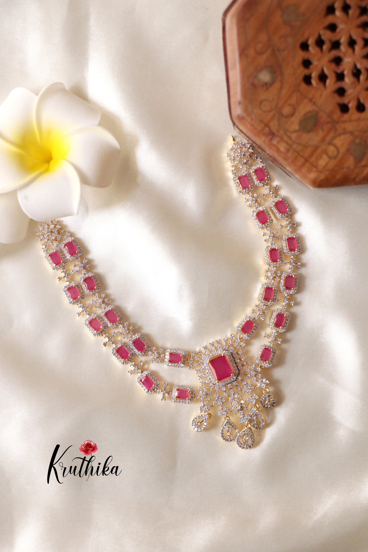 Sparkling Two Layer CZ Ruby Necklace NC1253