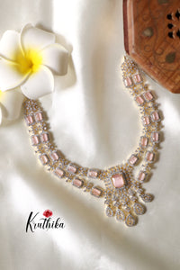 Sparkling Two Layer CZ Pink Necklace NC1253