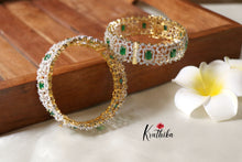 Sparkling CZ gold finish Emerald Bangles B147