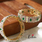 Sparkling CZ gold finish Emerald Bangles B147