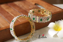 Sparkling CZ gold finish Emerald Bangles B147