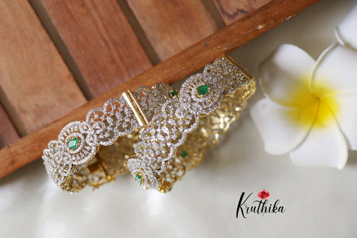 Sparkling CZ gold finish Emerald Bangles B146