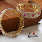 Sparkling CZ gold finish Ruby Bangles B148