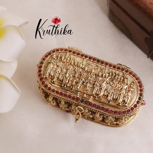Premium Kemp Stone Temple Kumkum Box K19