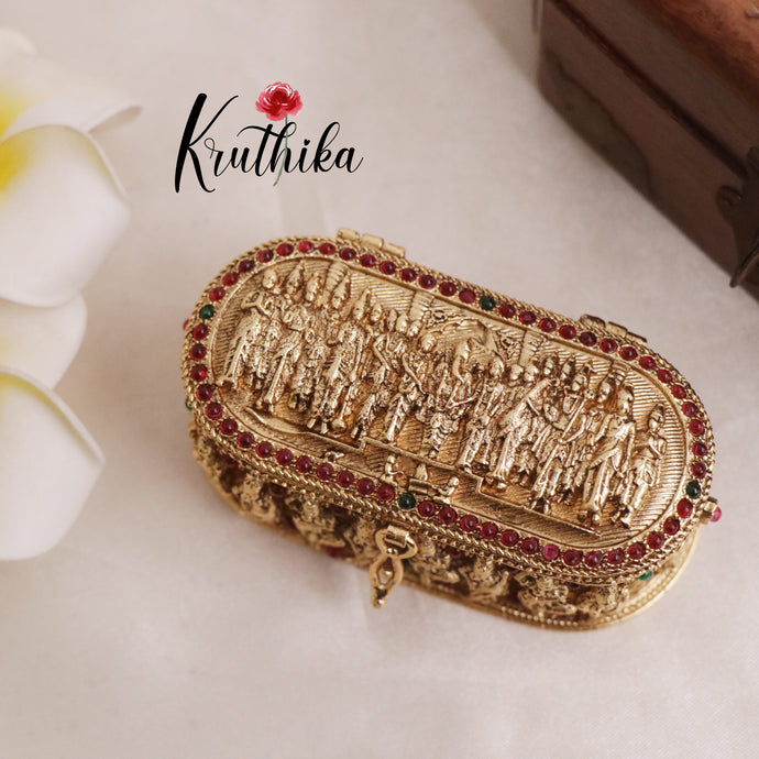 Premium Kemp Stone Temple Kumkum Box K19
