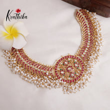 Elegant Floral Jadau necklace with White Beads NC1993