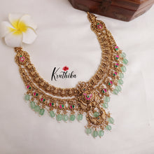Elegant Two Layer Lakshmi Jadau Necklace with Beads (Available in 2 Colors) NC1994