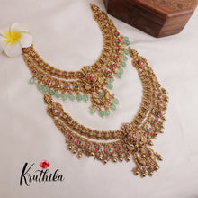 Elegant Two Layer Lakshmi Jadau Necklace with Beads (Available in 2 Colors) NC1994