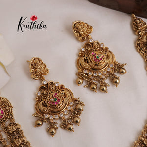 Elegant Two Layer Lakshmi Jadau Necklace with Beads (Available in 2 Colors) NC1994