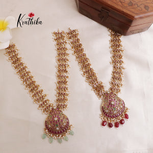 Elegant Kemp Flower haaram with Beads LH1881 Available in 2 Colours)