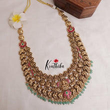 Gorgeous Temple Lakshmi Jadau Haaram with Pastel Green Beads LH1873