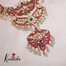Grand peacock Jadau Kundan guttapoosalu mid length Haaram LH1887