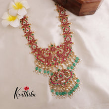 Gorgeous Floral Jadau Haaram with White Beads LH1882