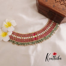 Gorgeous Multi Stone Jadau Chocker with White beads NC2006
