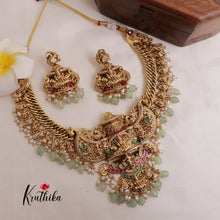 Royal Grand Nagas Jadau Temple necklace in Jalebi pattern with Green Beads NC1874 (Available  In 3 Colours)