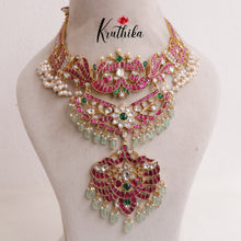 Grand peacock Jadau Kundan guttapoosalu mid length Haaram LH1887