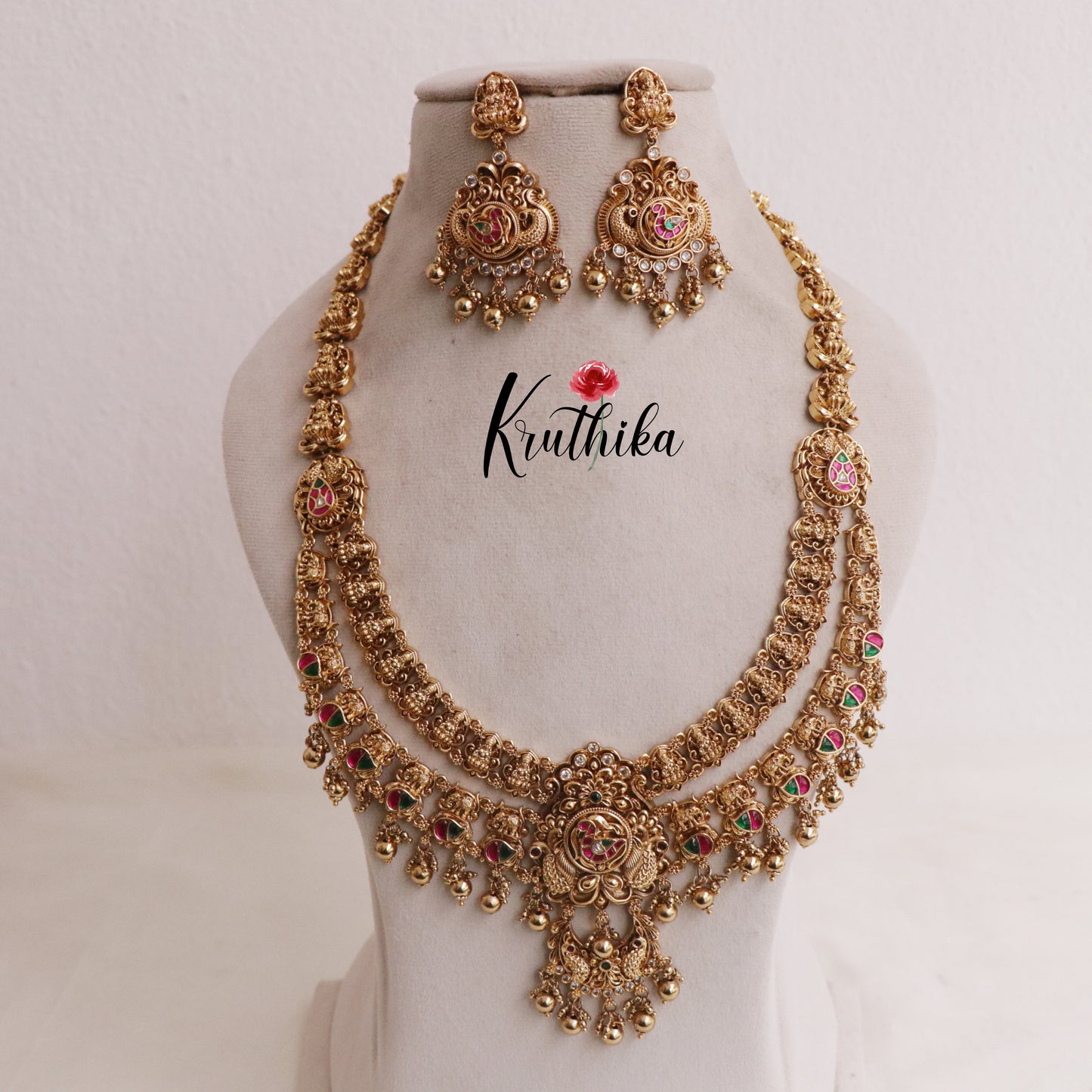 Elegant Two Layer Lakshmi Jadau Haaram LH1876 (Available in 2 Colours)