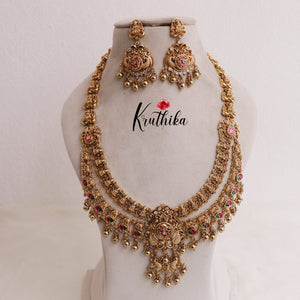 Elegant Two Layer Lakshmi Jadau Haaram LH1876 (Available in 2 Colours)