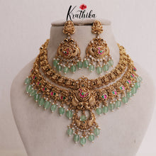 Elegant Two Layer Lakshmi Jadau Necklace with Beads (Available in 2 Colors) NC1994