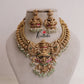 Royal Grand Nagas Jadau Temple necklace in Jalebi pattern with Green Beads NC1874 (Available  In 3 Colours)