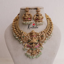 Royal Grand Nagas Jadau Temple necklace in Jalebi pattern with Green Beads NC1874 (Available  In 3 Colours)