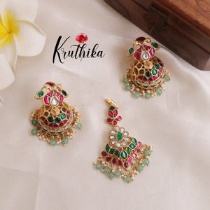 Grand Royal Hand Crafted Jadau Kundan Semi Bridal Necklace NC2008 (Available in 2 Colours)