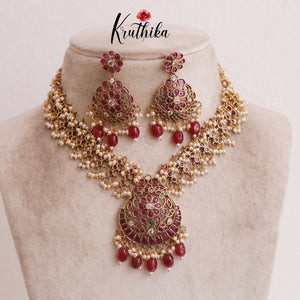 Elegant Kemp Flower haaram with Beads LH1881 Available in 2 Colours)
