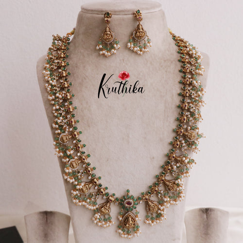 Grand Temple Lakshmi Guttaposalu Haaram with Pearl Drops LH1891