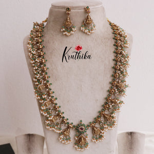 Grand Temple Lakshmi Guttaposalu Haaram with Pearl Drops LH1891