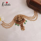 Royal Coral Temple Lakshmi Devi and Peacock Design Jada Billa With Pearl Earchains J167