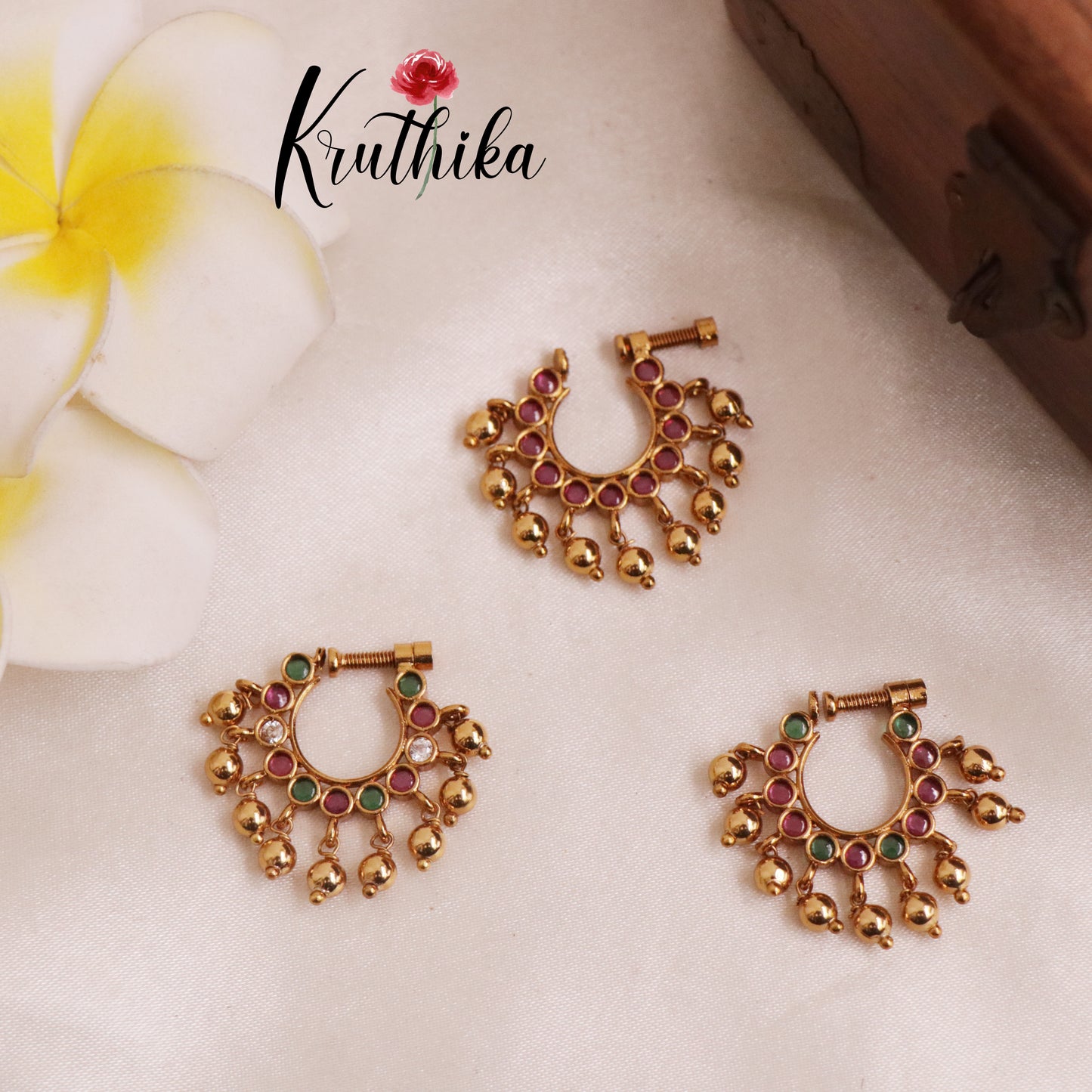 Simple Kemp Nose Ring / Nath (Assorted Colors) N65