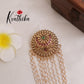 Traditional Multi Stone Jada Billa with Pearl Chains J146