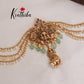 Pretty Temple Lakshmi Devi Jada Billa with Green Bead Drops J152