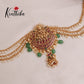 Elegant Kemp Stone Lakshmi Jada Billa with Golden Earchains J164 (Available in 2 Colours)