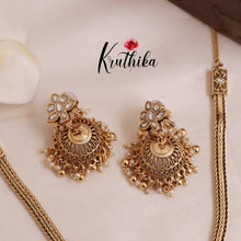 Pretty Flower jadau Jigni chain set with Beads (Available in 2 colours) NC1992